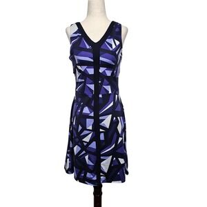 Title Nine Golf Dress Womens S Purple Blue Geometric Sleeveless V Neck Stretch